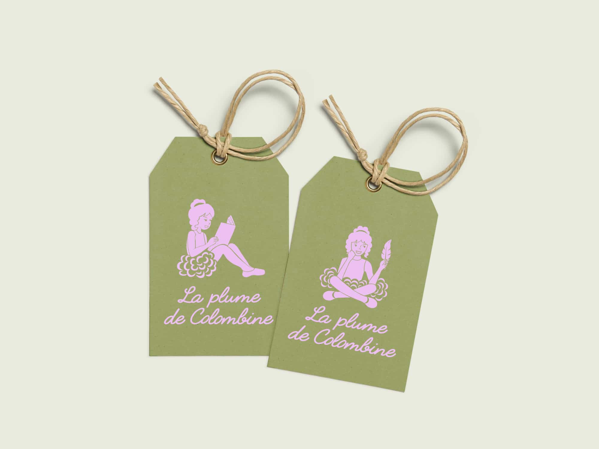 Etiquettes Branding La Plume de Colombine - Identite Visuelle Marque Boutique Librairie