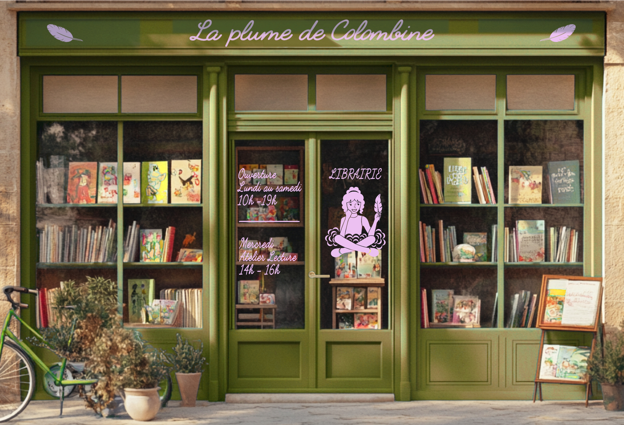 Enseigne et façade Branding La Plume de Colombine - Identite Visuelle Marque Boutique Librairie Enseigne et façade Branding La Plume de Colombine - Identite Visuelle Marque Boutique Librairie